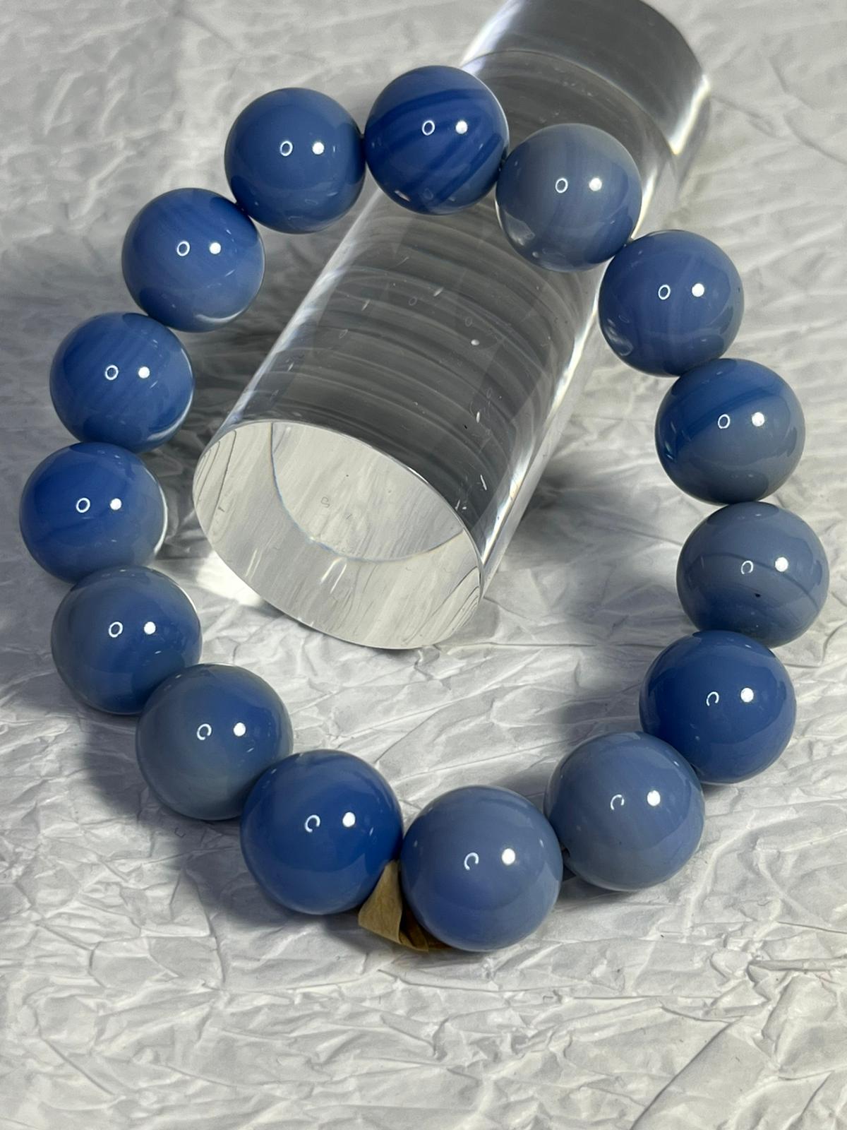 Bracelet Agate du Botswana Bleue