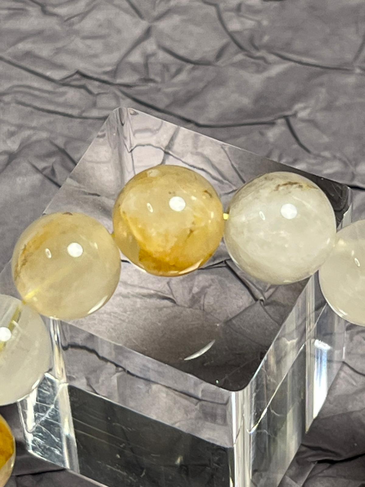 Bracelet Quartz de Feu Jaune (Hématoïde Jaune) Dendritique