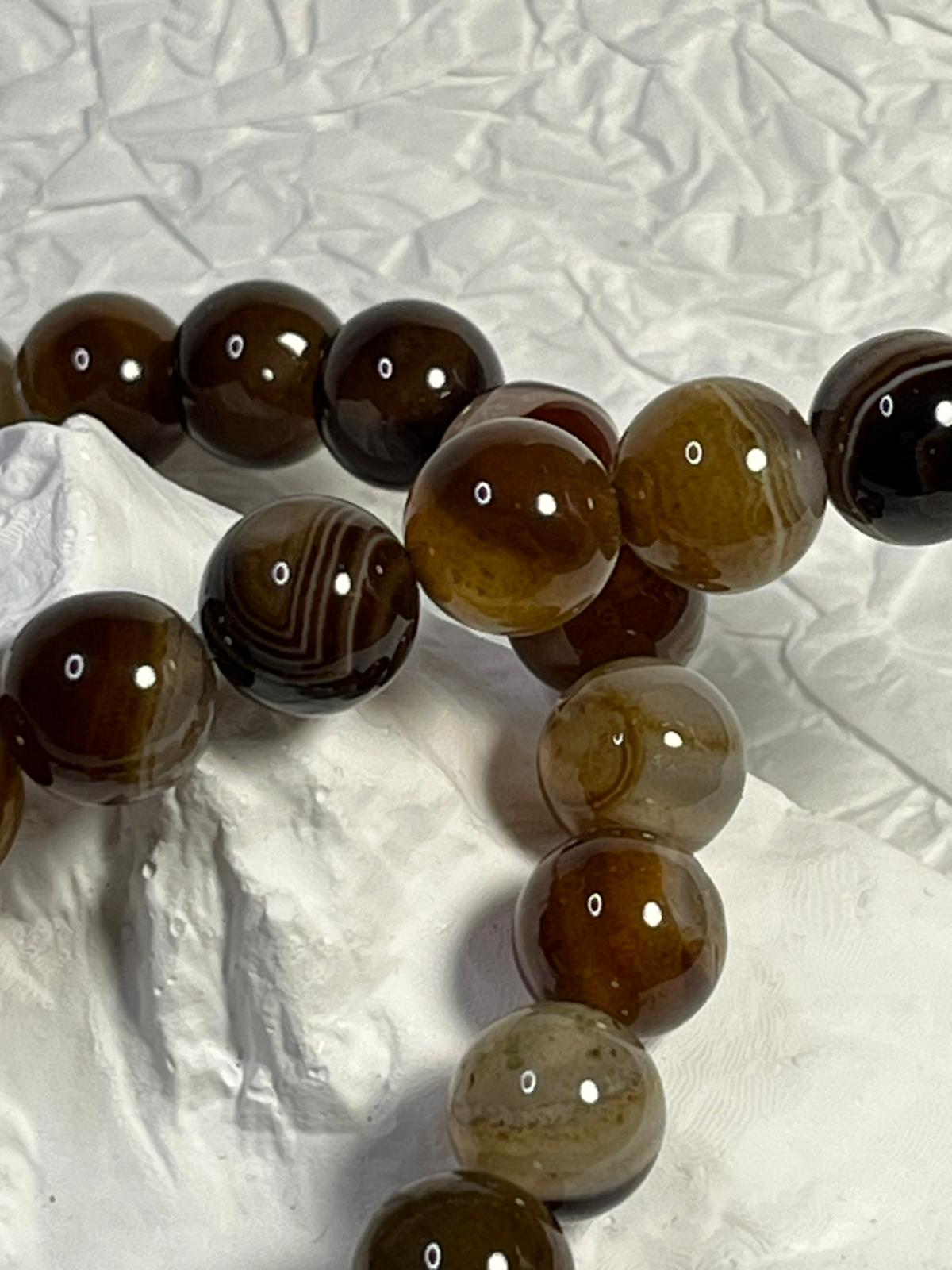 Fil de Perles Agate Rayée Café