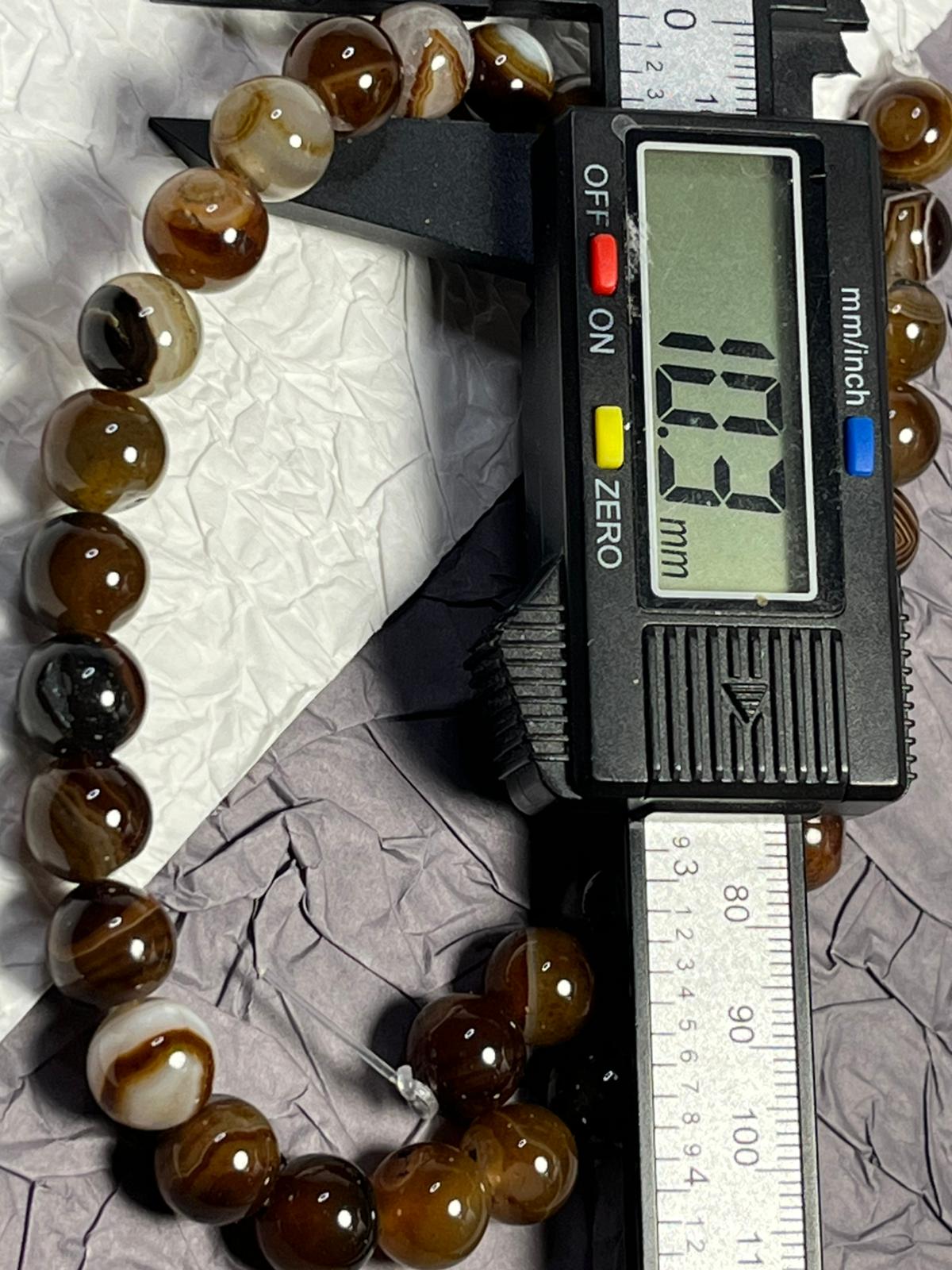 Fil de Perles Agate Rayée Café