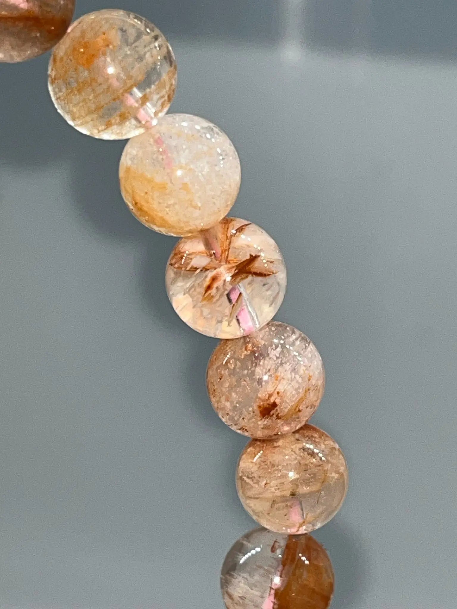 Bracelet Quartz fantôme rouge