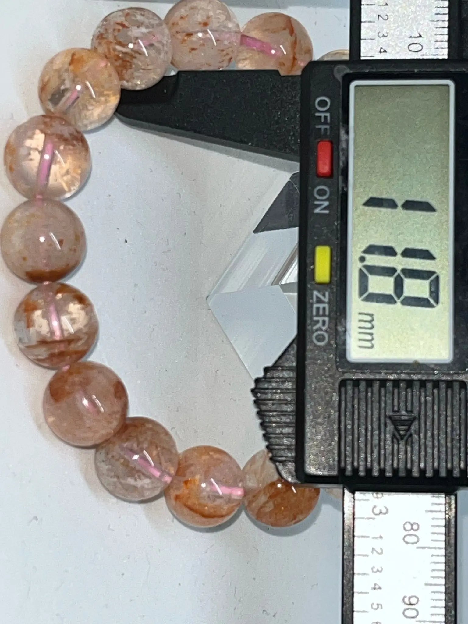 Bracelet Quartz fantôme rouge