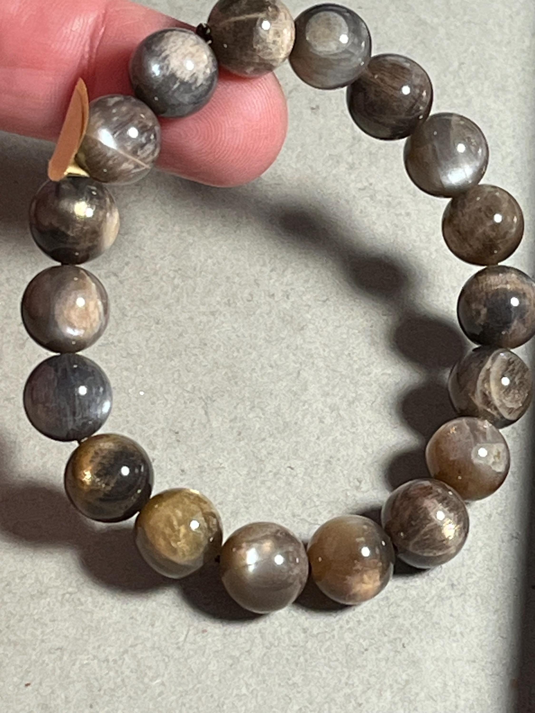 Bracelet pierre de lune noir 11mm