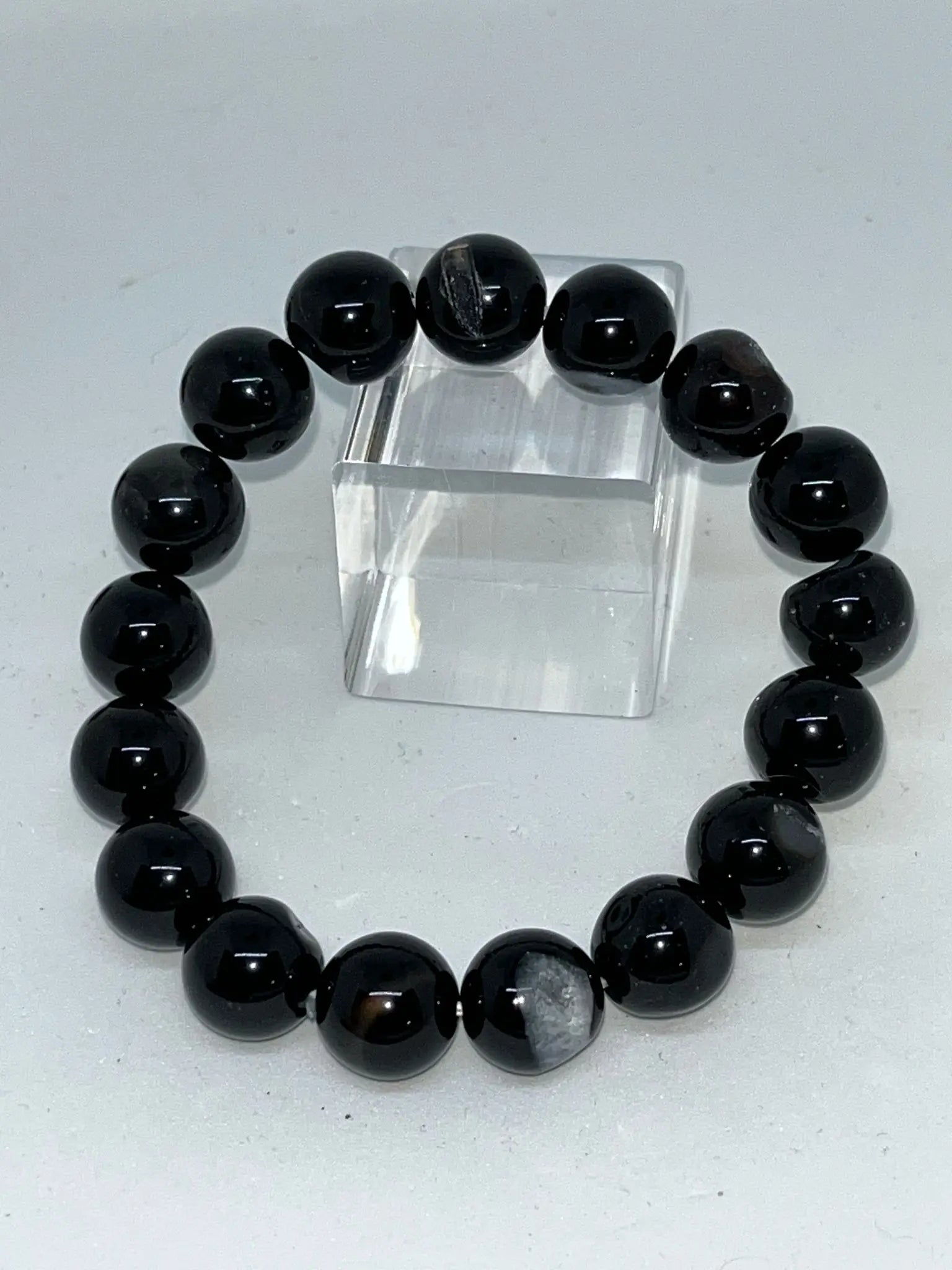 Bracelet en Agate noire à druses