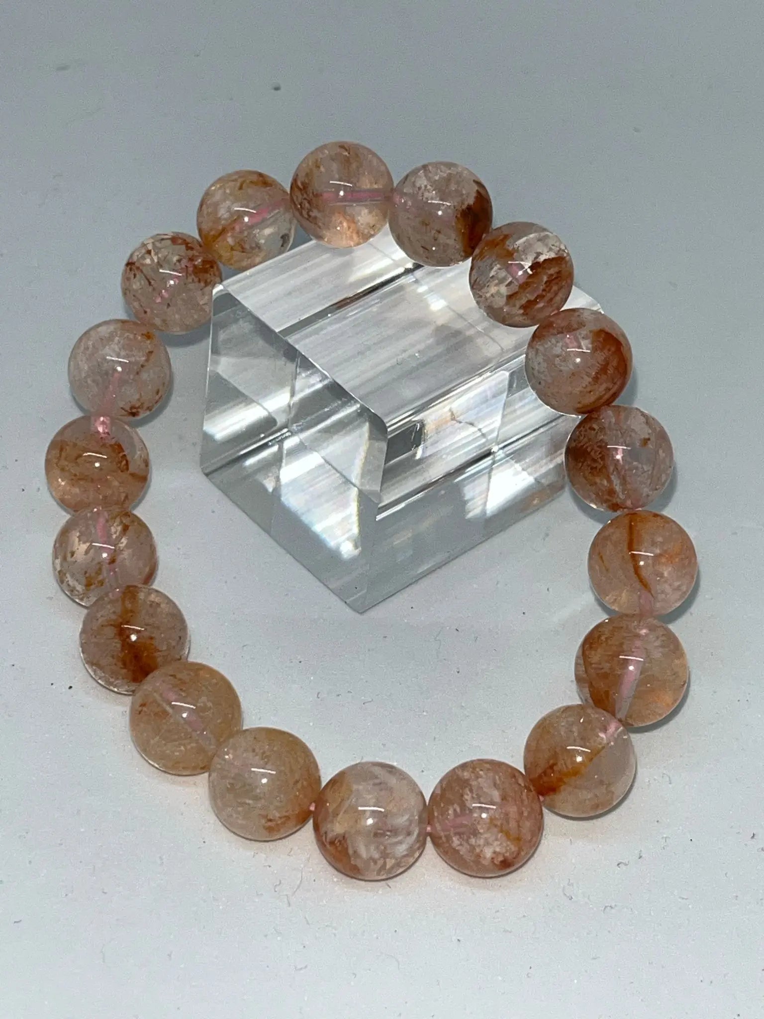 Bracelet Quartz fantôme rouge