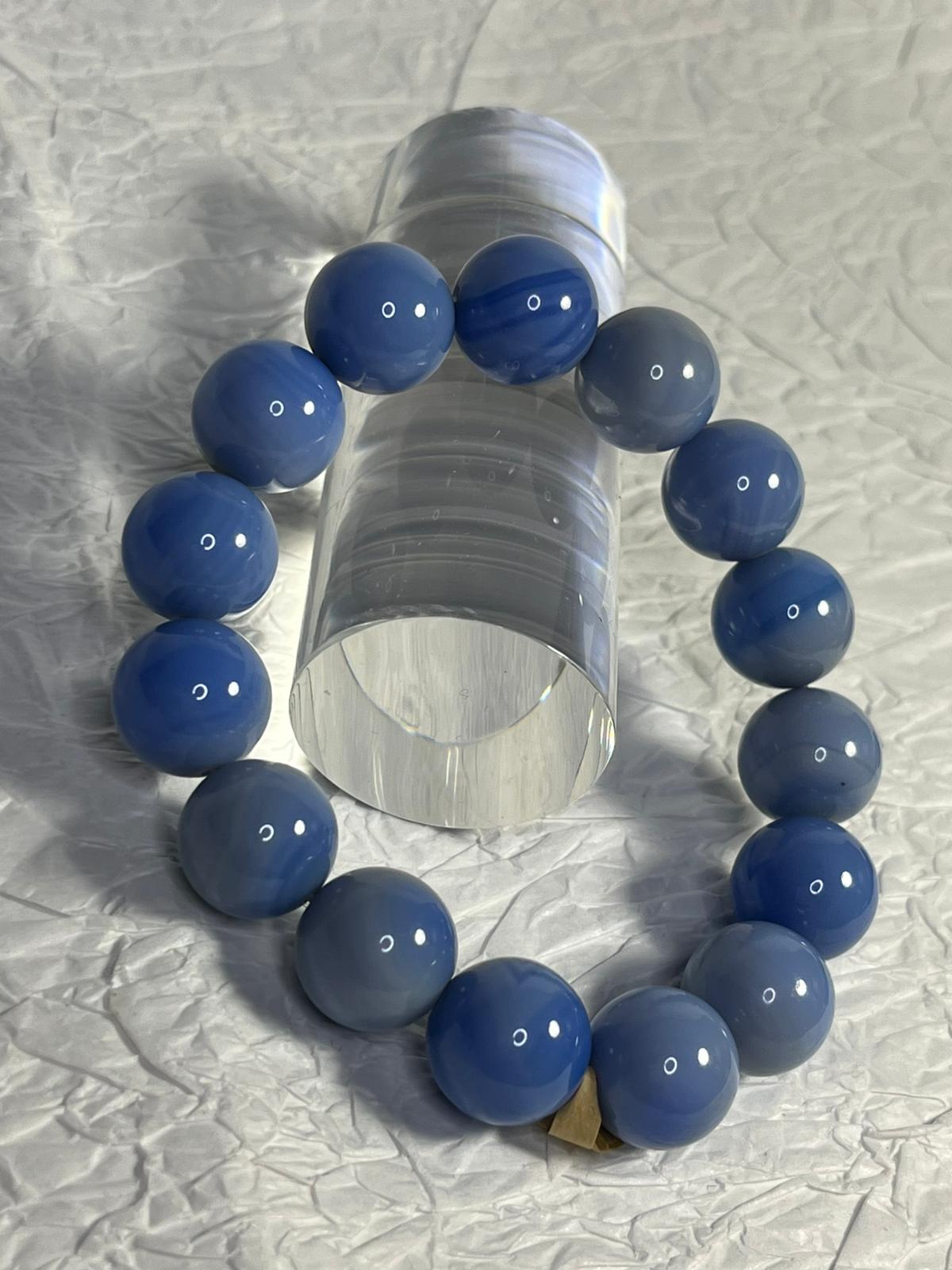Bracelet Agate du Botswana Bleue