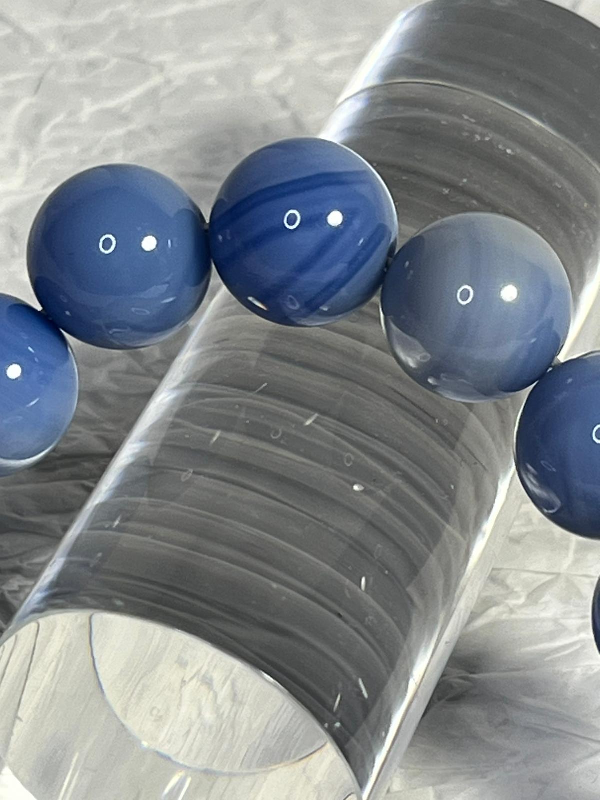 Bracelet Agate du Botswana Bleue