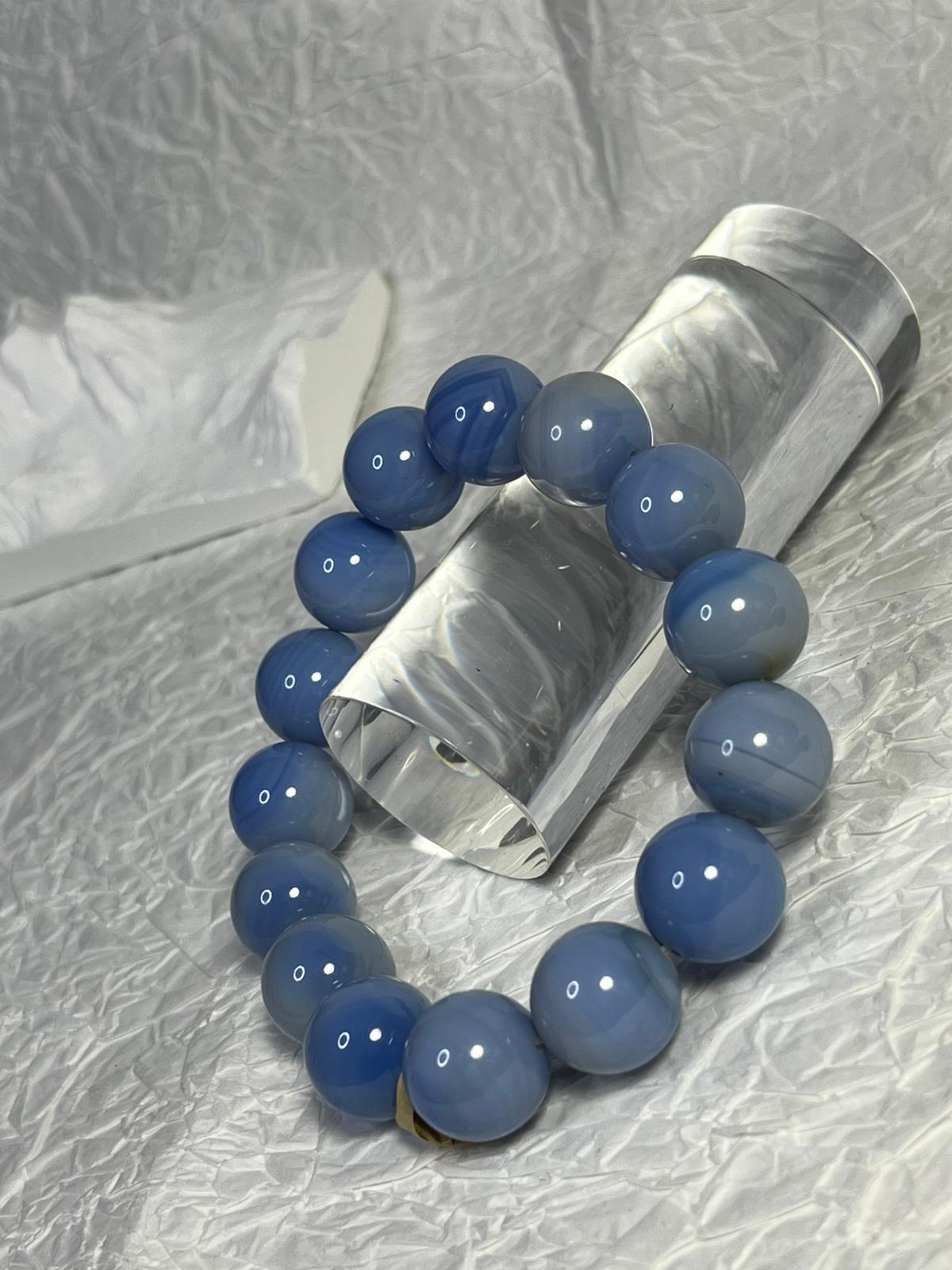 Bracelet Agate du Botswana Bleue