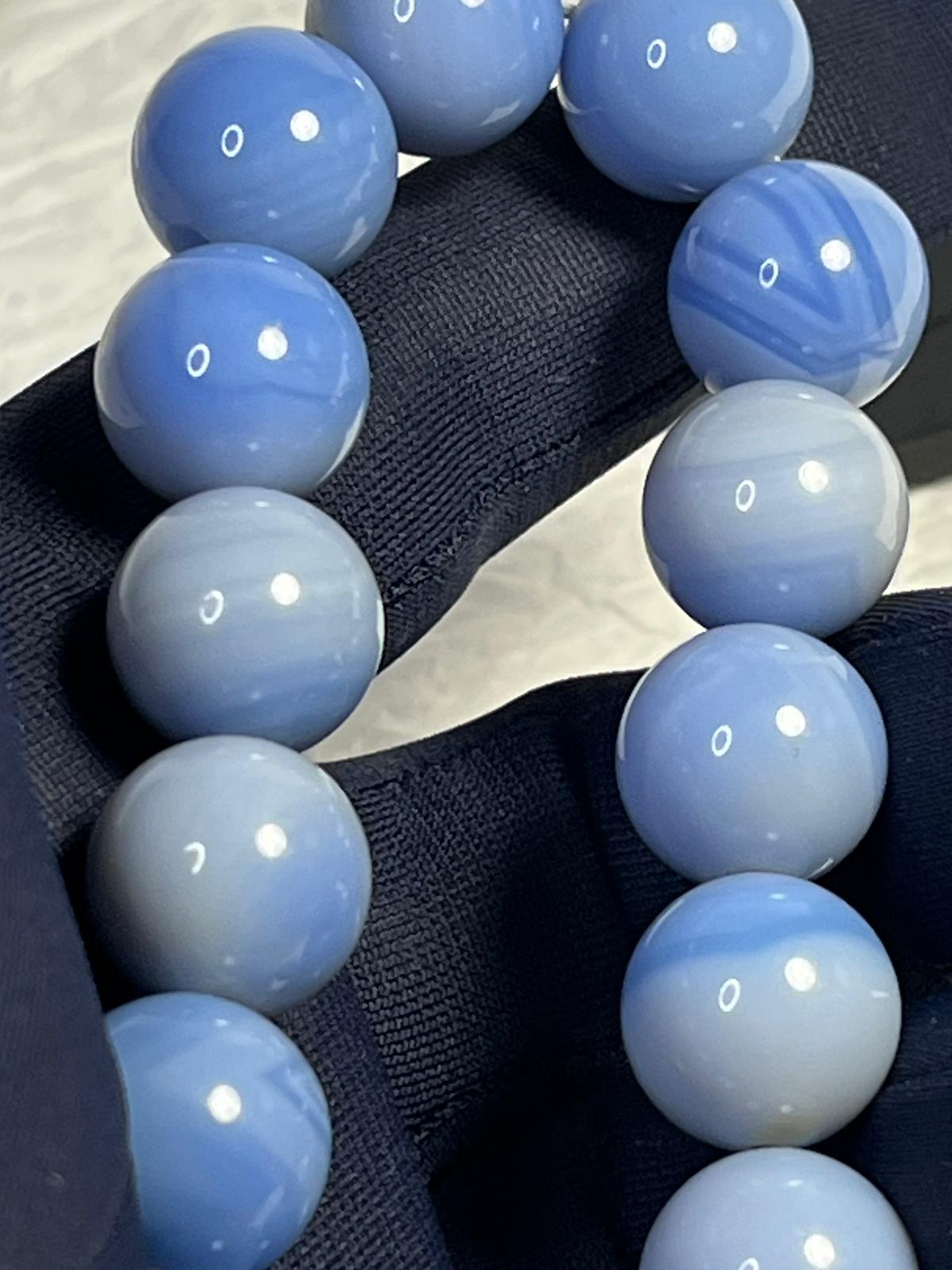 Bracelet Agate du Botswana Bleue