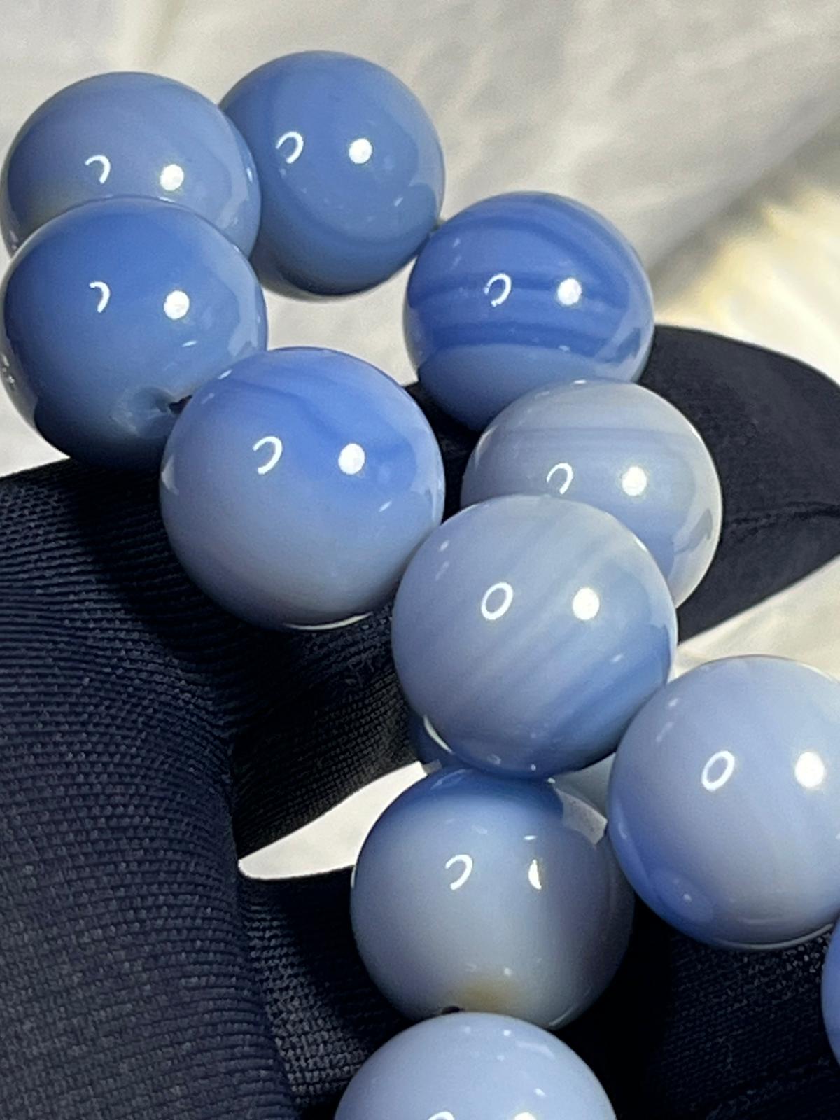 Bracelet Agate du Botswana Bleue