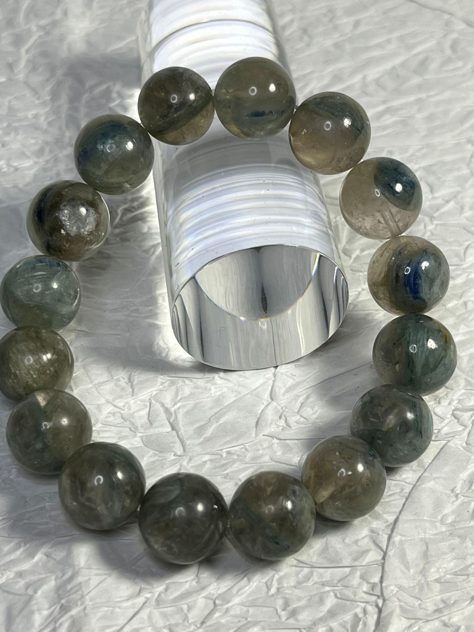 Bracelet Cyanite Verte sur Quartz