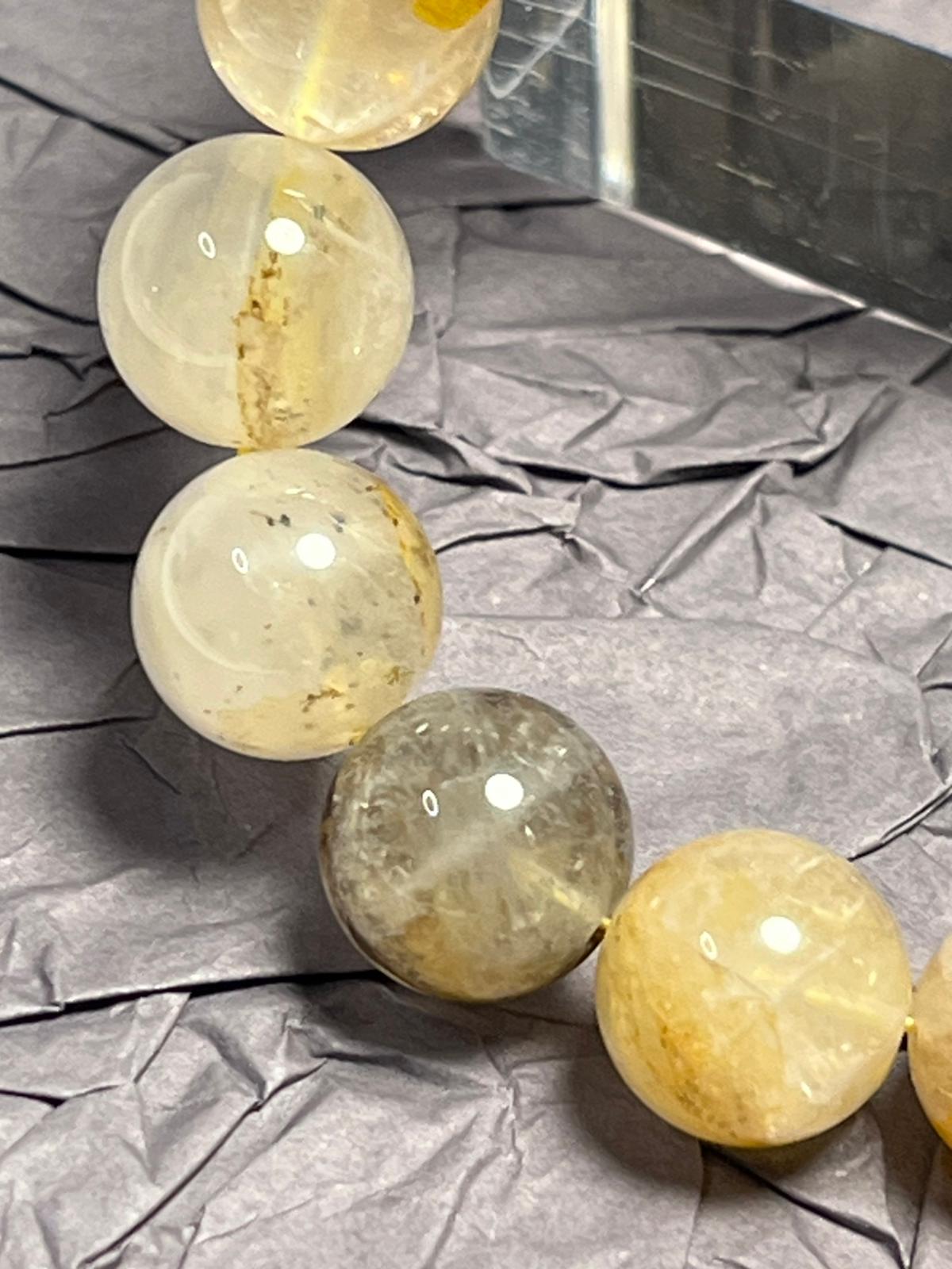 Bracelet Quartz de Feu Jaune (Hématoïde Jaune) Dendritique