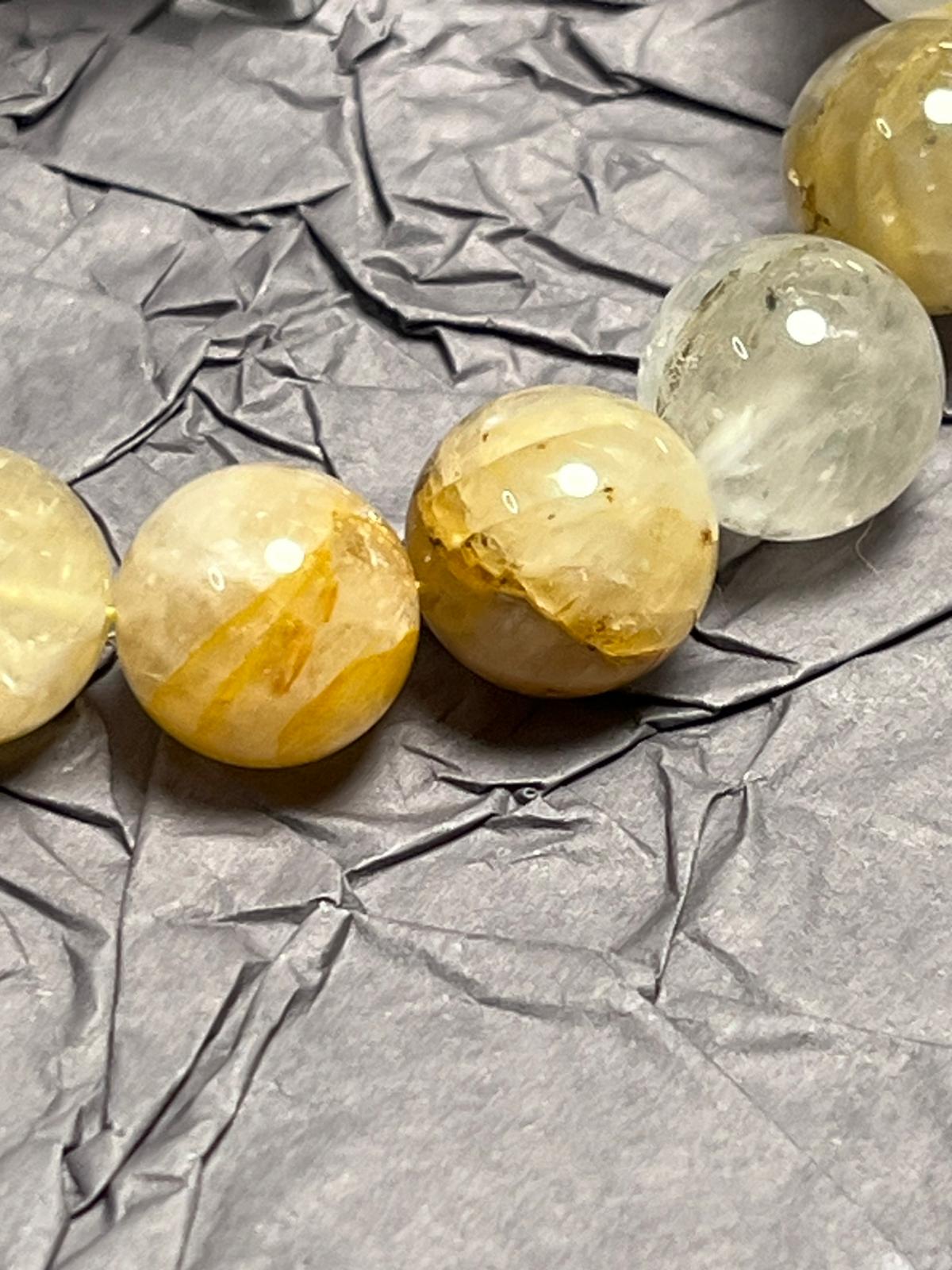 Bracelet Quartz de Feu Jaune (Hématoïde Jaune) Dendritique