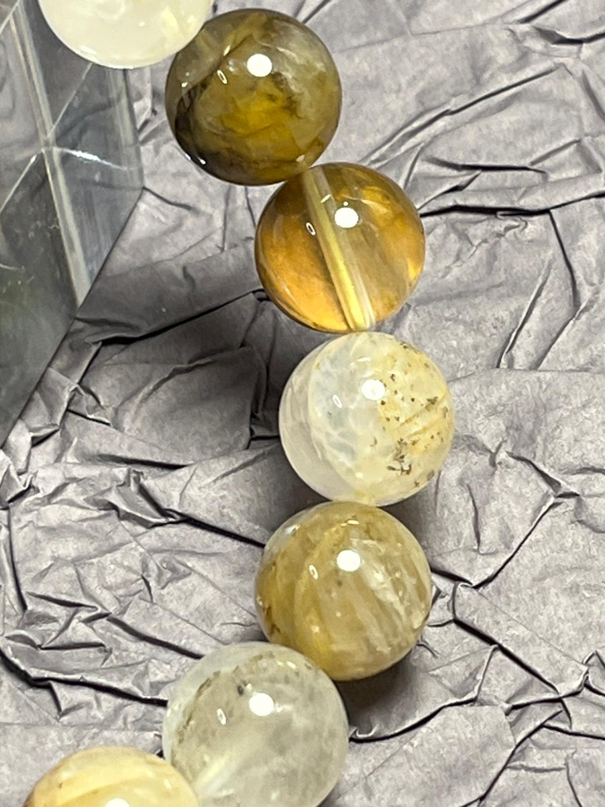 Bracelet Quartz de Feu Jaune (Hématoïde Jaune) Dendritique