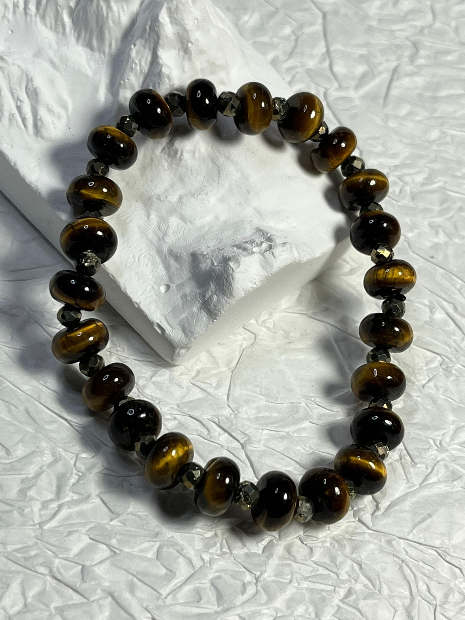 Bracelet Œil de Tigre et Pyrite