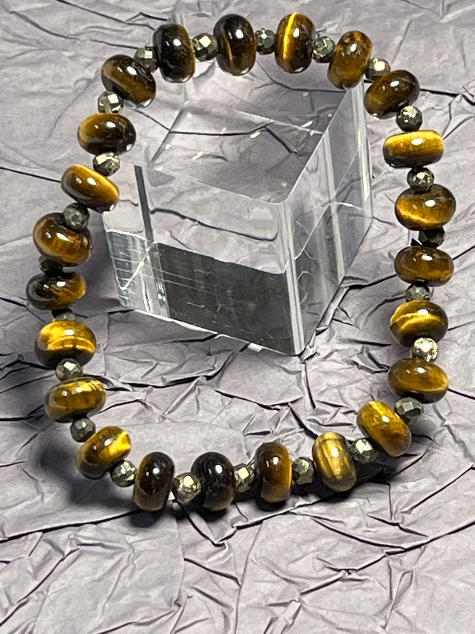 Bracelet Œil de Tigre et Pyrite
