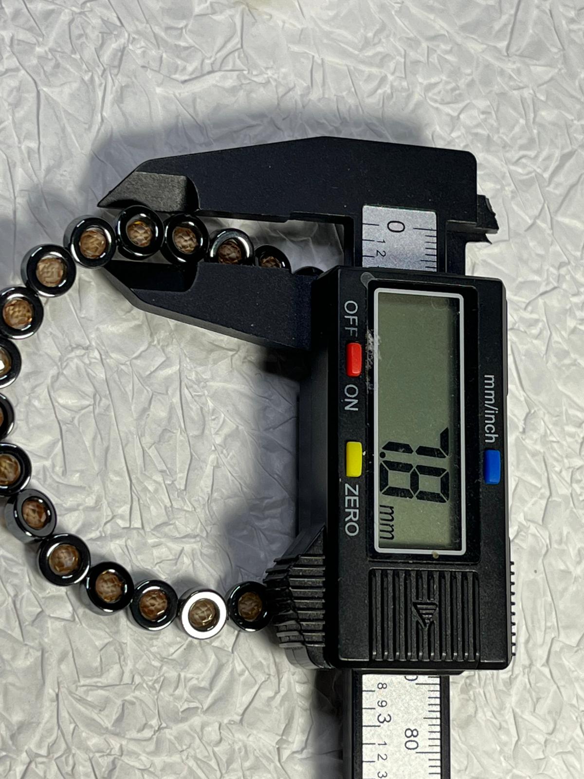 Bracelet Hématite et Zircons Champagne