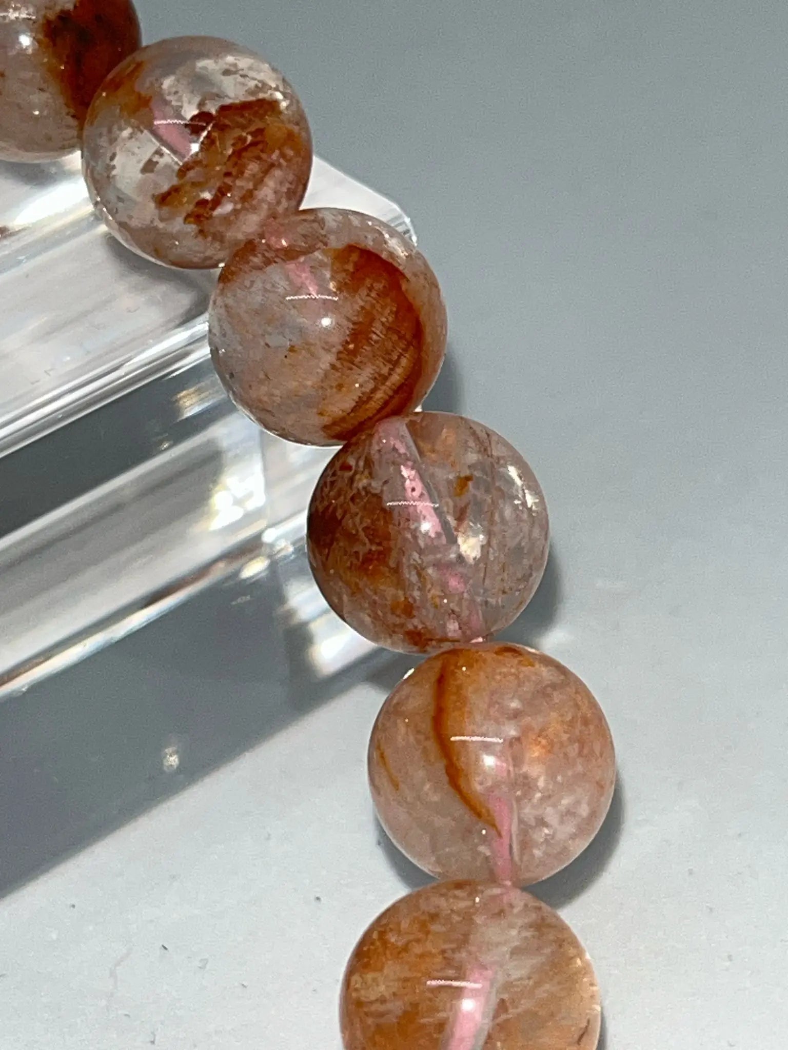 Bracelet Quartz fantôme rouge