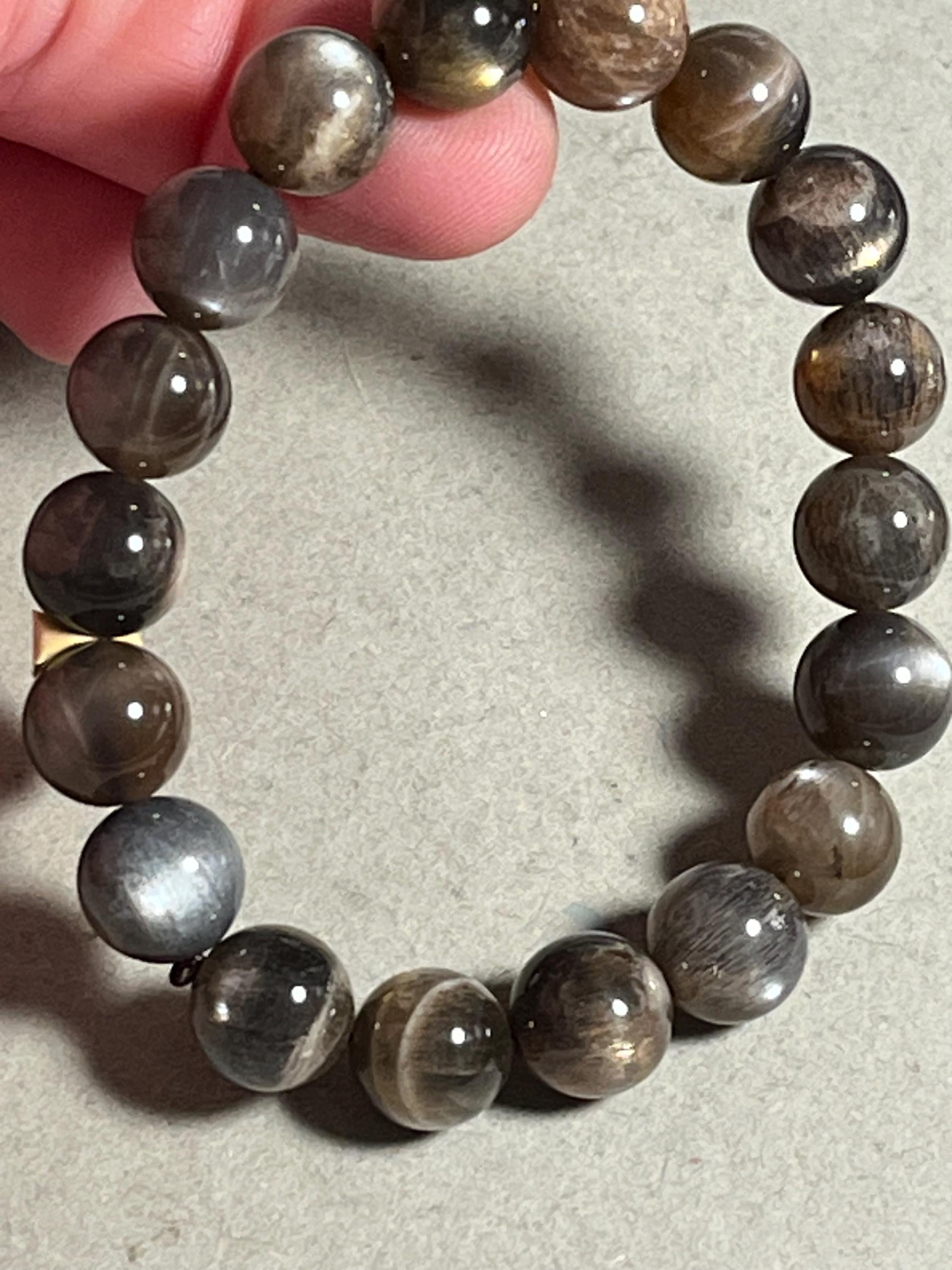 Bracelet pierre de lune noir 11mm