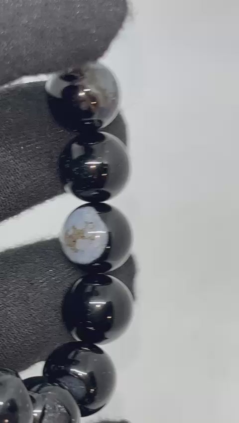 Bracelet en Agate noire à druses